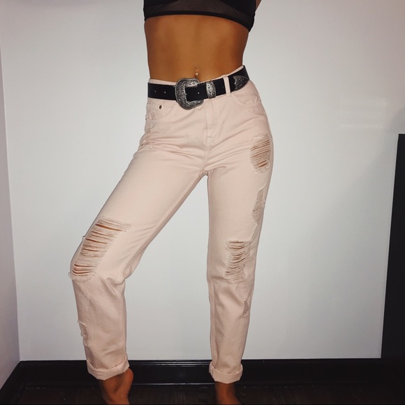 pink boyfriend jeans